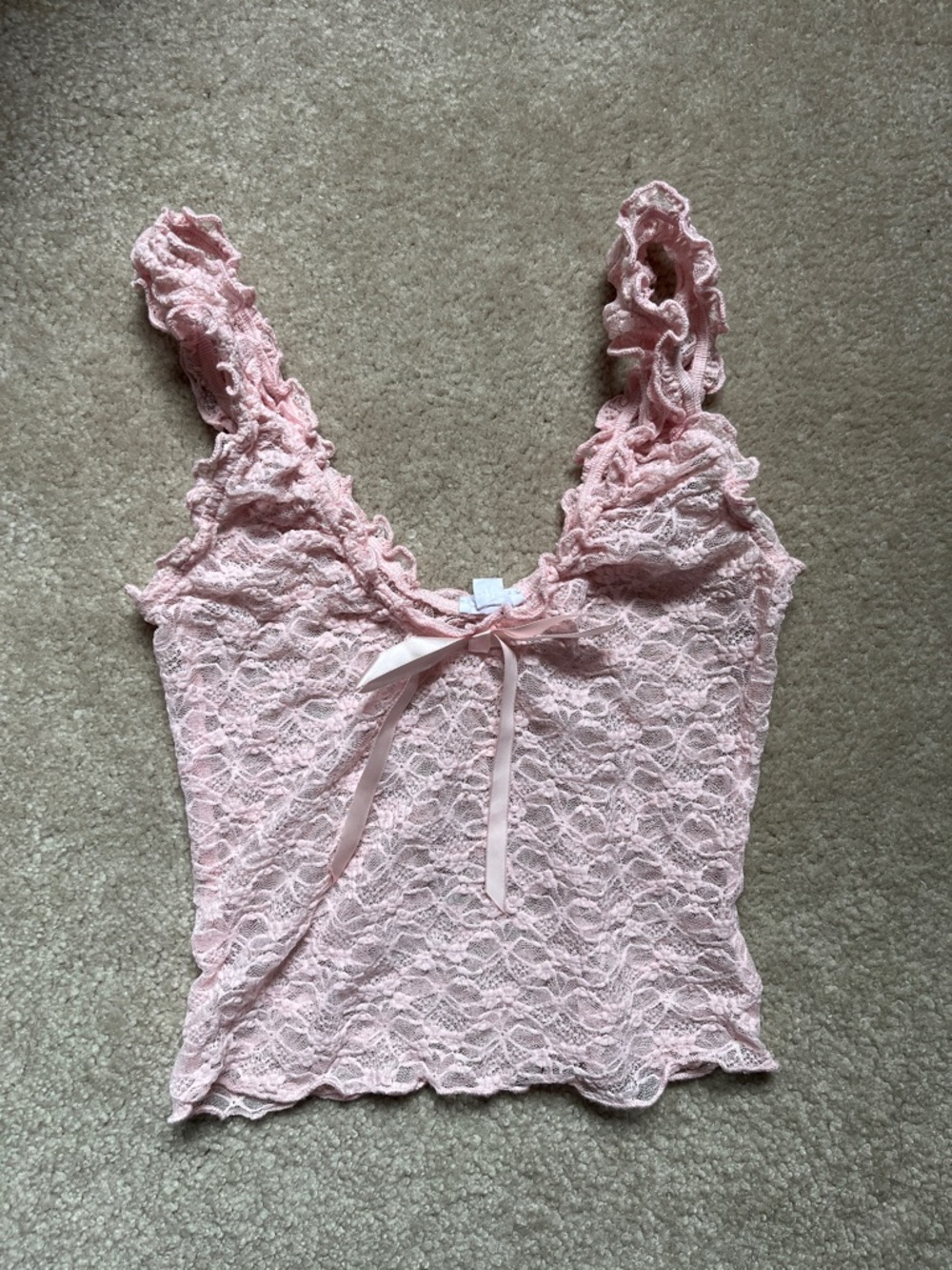 Garage Pink Lace Ribbon Top